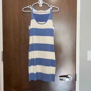Minnie Rose blue and white thick striped dress